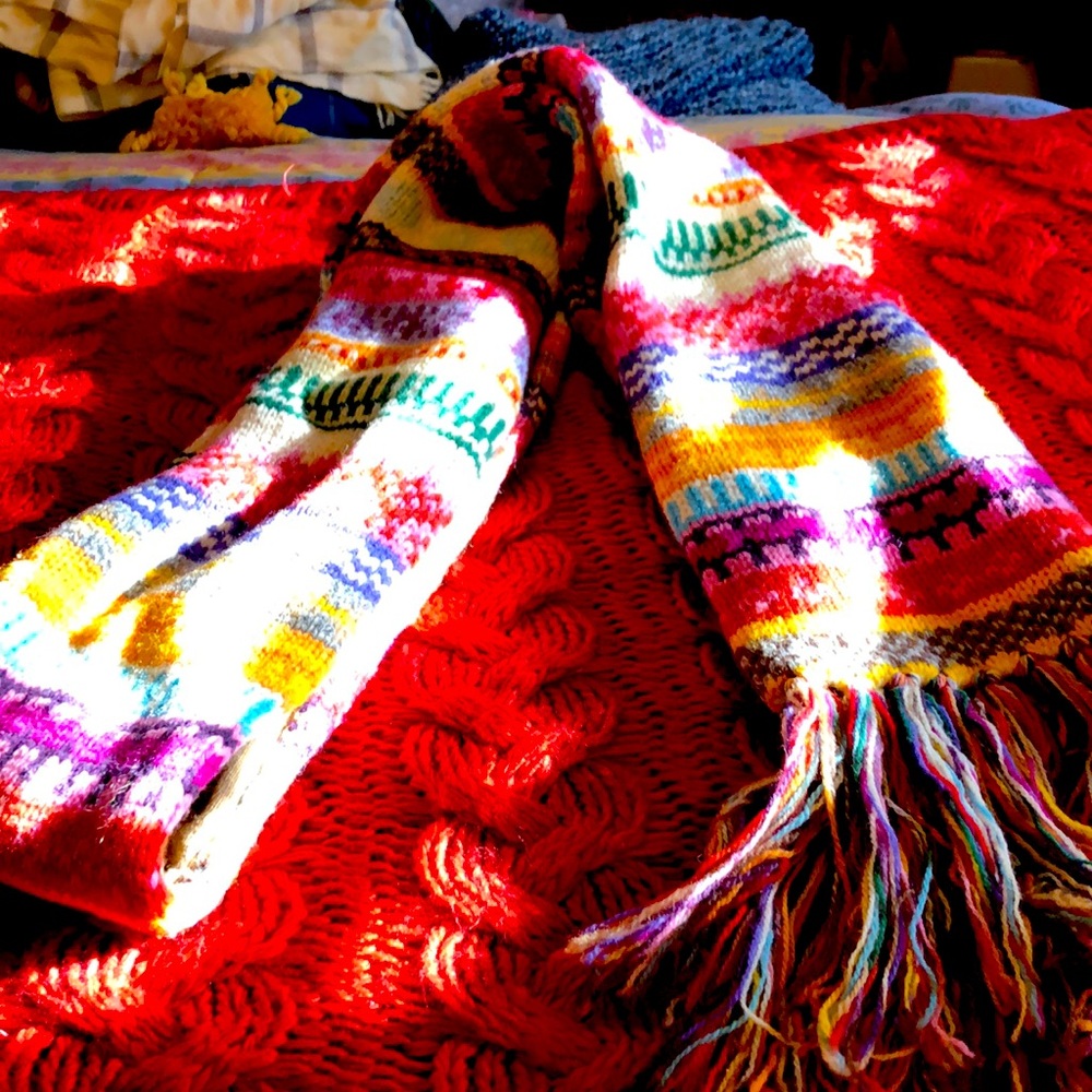 Extra long knitted multicolor scarf